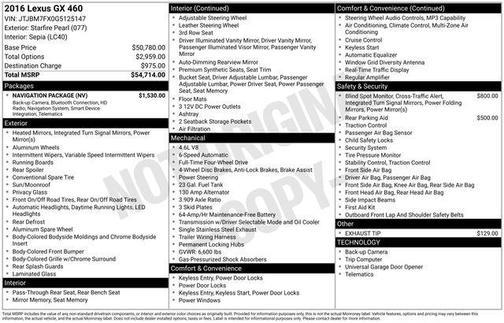 Starfire Pearl 2016 Lexus GX 460 Base