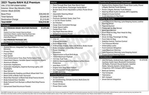 Silver Sky Metallic 2021 Toyota RAV4 XLE Premium