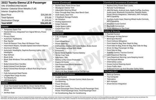 Celestial Silver Metallic 2022 Toyota Sienna LE