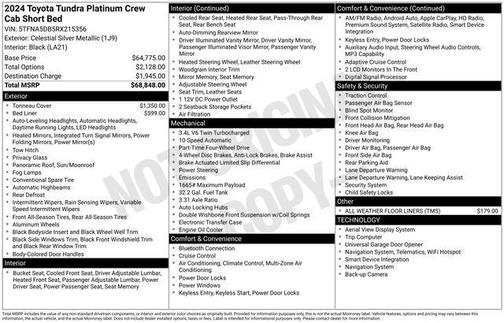 Celestial Silver Metallic 2024 Toyota Tundra Platinum
