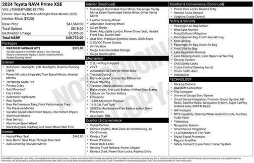 White 2024 Toyota RAV4 Prime XSE