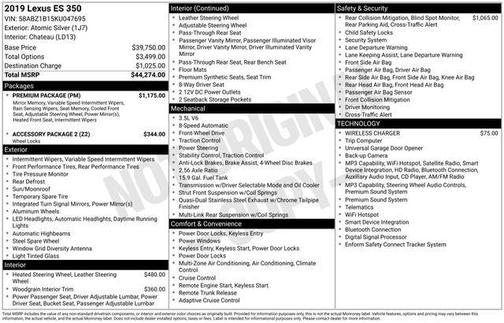 Champagne 2019 Lexus ES 350 Base