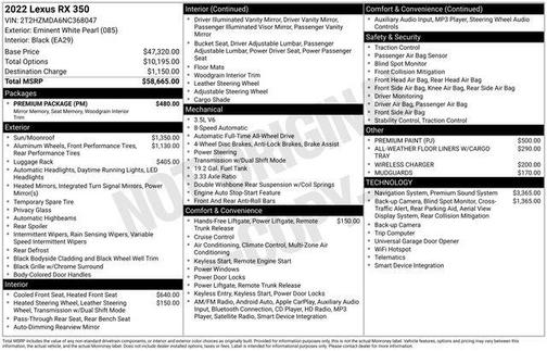 2022 Lexus RX 350 Base