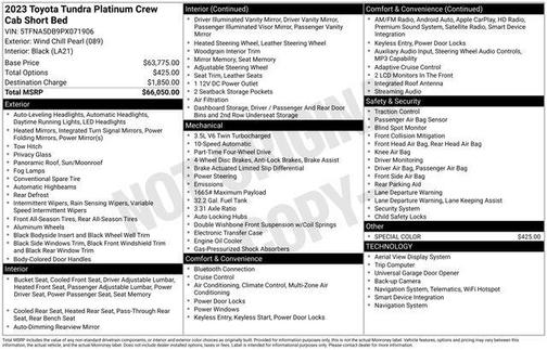 Pearl 2023 Toyota Tundra Platinum