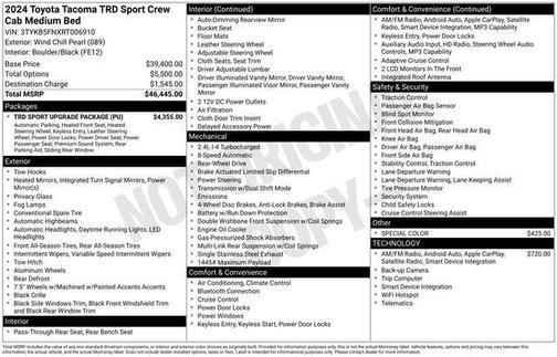 Wind Chill Pearl 2024 Toyota Tacoma TRD Sport