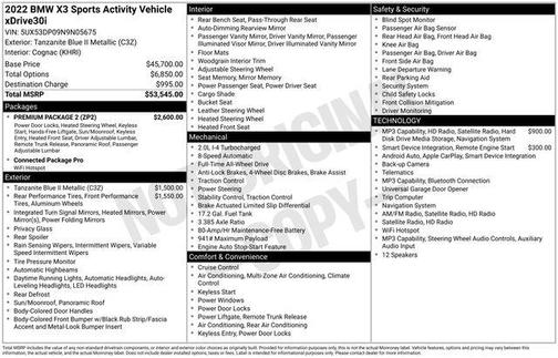 Select 2022 BMW X3 xDrive30i