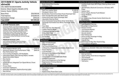 Black Sapphire Metallic 2019 BMW X1 xDrive28i