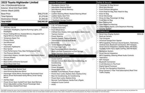 Pearl 2023 Toyota Highlander Limited