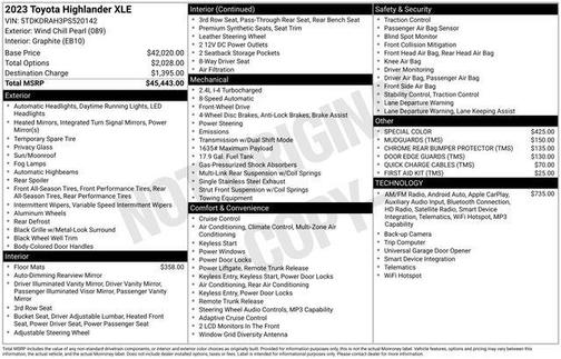 Wind Chill Pearl 2023 Toyota Highlander XLE