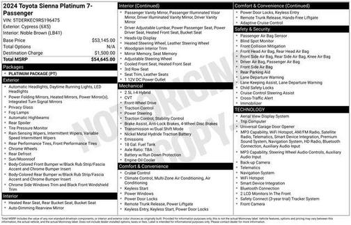Cypress 2024 Toyota Sienna Platinum