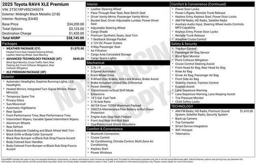Midnight Black Metallic 2025 Toyota RAV4 XLE Premium