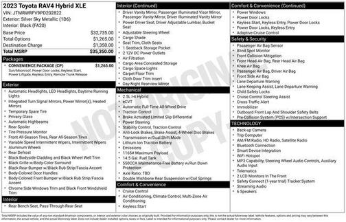 Silver Sky Metallic 2023 Toyota RAV4 Hybrid XLE