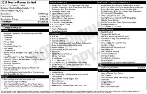 Midnight Black Metallic 2022 Toyota 4Runner Limited