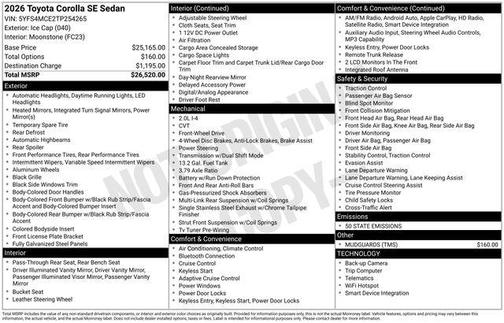 2026 Toyota Corolla SE