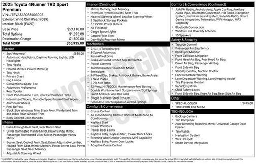 Pearl 2025 Toyota 4Runner TRD Sport Premium