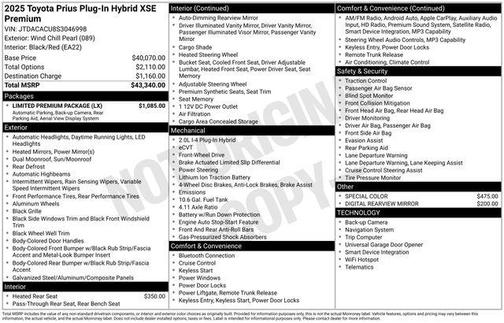 Pearl 2025 Toyota Prius Plug-In Hybrid XSE Premium
