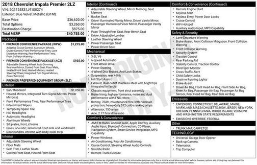 2018 Chevrolet Impala 2LZ