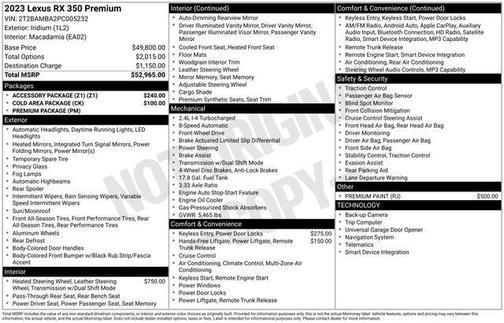 Iridium 2023 Lexus RX 350 Premium