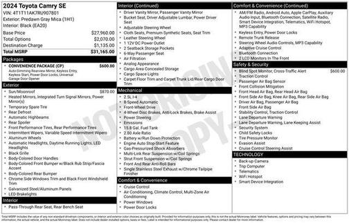 Predawn Gray Mica 2024 Toyota Camry SE