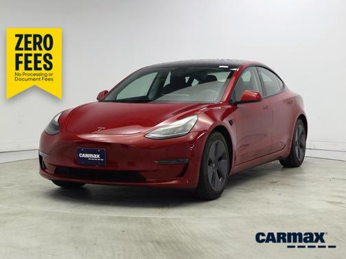 Red 2021 Tesla Model 3 Standard Range Plus