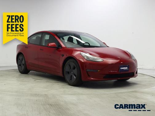 Red 2021 Tesla Model 3 Standard Range Plus