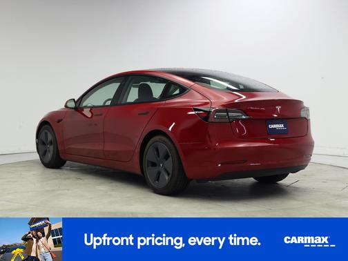 Red 2021 Tesla Model 3 Standard Range Plus