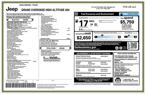 Bright White Clearcoat 2020 Jeep Grand Cherokee High Altitude