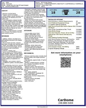 Victory Red 2004 Chevrolet Monte Carlo SS Supercharged