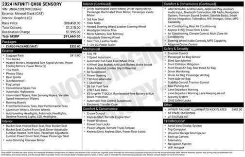 2024 INFINITI QX80 SENSORY