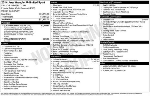 2014 Jeep Wrangler Unlimited Sport