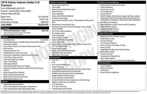 2018 Subaru Impreza 2.0i Premium
