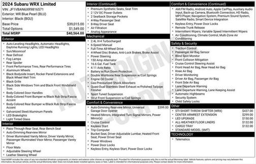 2024 Subaru WRX Limited