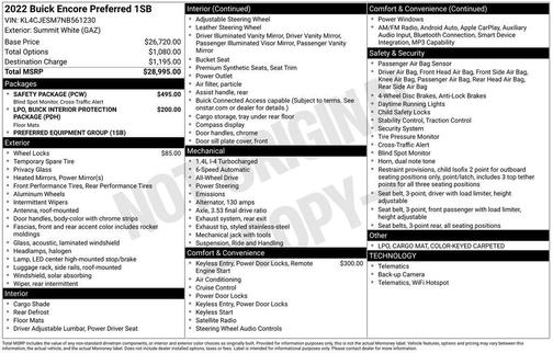 Summit White 2022 Buick Encore Preferred