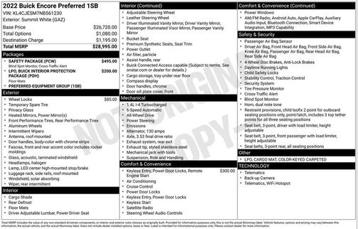 Summit White 2022 Buick Encore Preferred