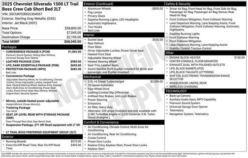 Sterling Gray Metallic 2025 Chevrolet Silverado 1500 LT Trail Boss