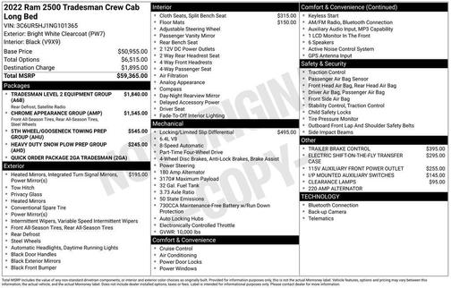 Bright White Clearcoat 2022 RAM 2500 Tradesman Crew Cab 4x4 8' Box
