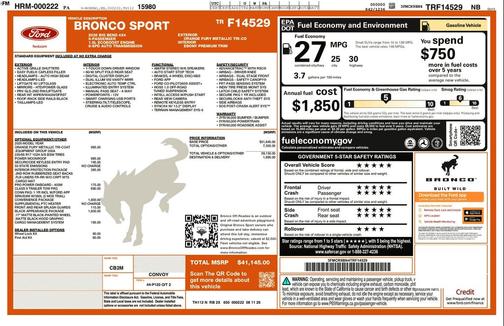Orange Fury Metallic Tri-Coat 2026 Ford Bronco Sport Big Bend