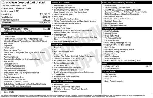 2016 Subaru Crosstrek 2.0i Limited
