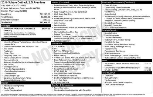 2016 Subaru Outback 2.5i Premium