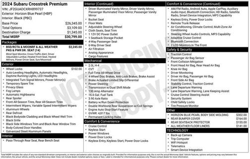 Horizon Blue Pearl 2024 Subaru Crosstrek Premium