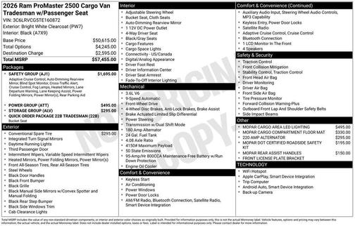 2026 RAM ProMaster 2500 High Roof