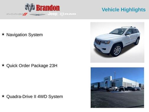Bright White Clearcoat 2017 Jeep Grand Cherokee Limited