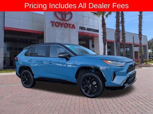 Cavalry Blue/Midnight Black Metallic 2024 Toyota RAV4 Hybrid SE