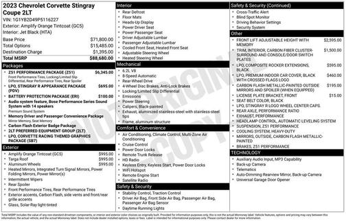Orange 2023 Chevrolet Corvette Stingray w/2LT