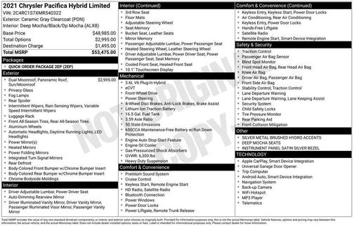 2021 Chrysler Pacifica Hybrid Limited