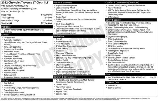 2022 Chevrolet Traverse LT Cloth