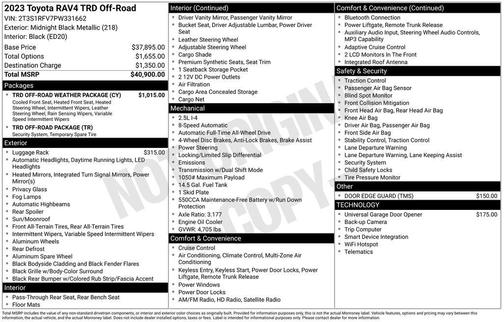Midnight Black Metallic 2023 Toyota RAV4 TRD Off Road
