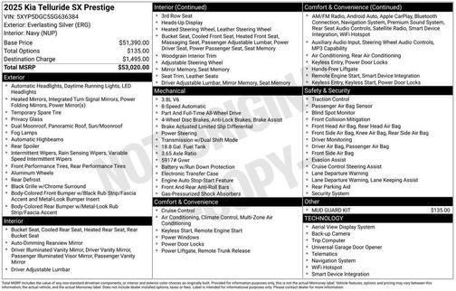 Everlasting Silver 2025 Kia Telluride SX-Prestige