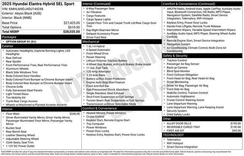 2025 Hyundai ELANTRA HEV SEL Sport
