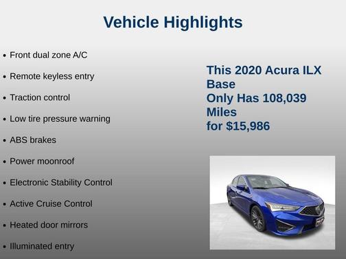 2020 Acura ILX TECHNOLOGY&A-SPEC PACKAGES